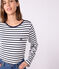 Katoenen marineshirt met lange mouw voor dames wit MARSHMALLOW/blauw SMOKING