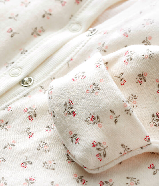 Combisac bébé fille en tubique imprimé blanc MARSHMALLOW/blanc MULTICO