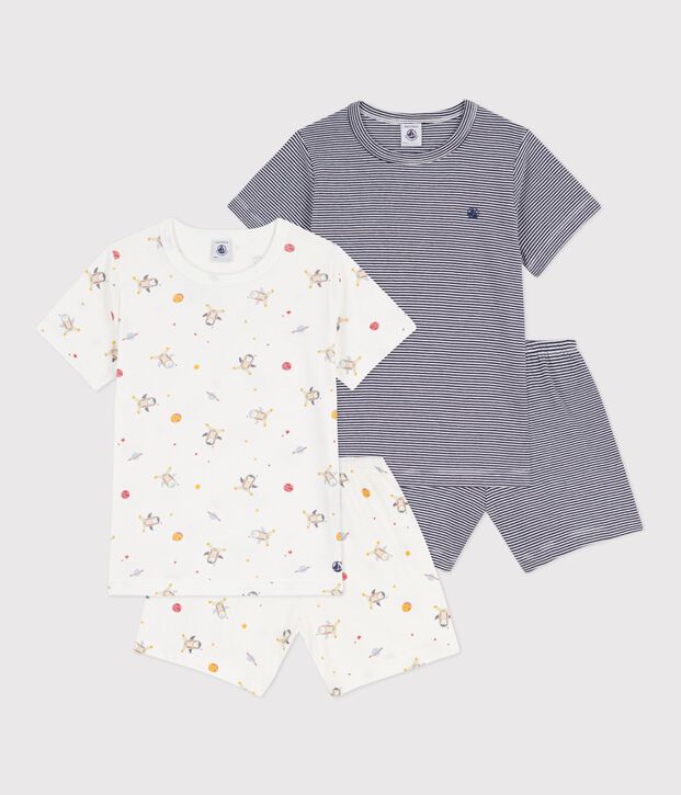 Setje van korte katoenen kinderpyjama's met print multicouleur