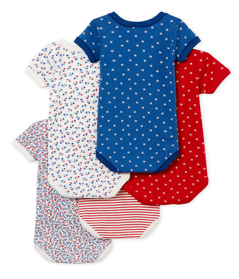 Lot de 5 bodies manches courtes b&eacute;b&eacute; fille VARIANTE 1 CN