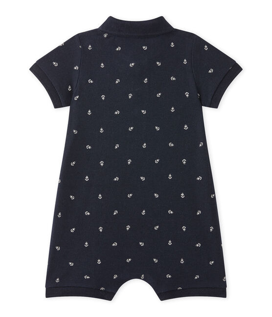 Kort pakje met polokraag en dessin voor babyjongens blauw SMOKING/wit FETA