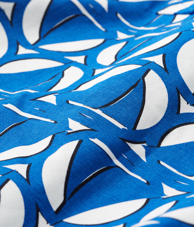 Maxi tas in canvas wit/blauw/multicouleur