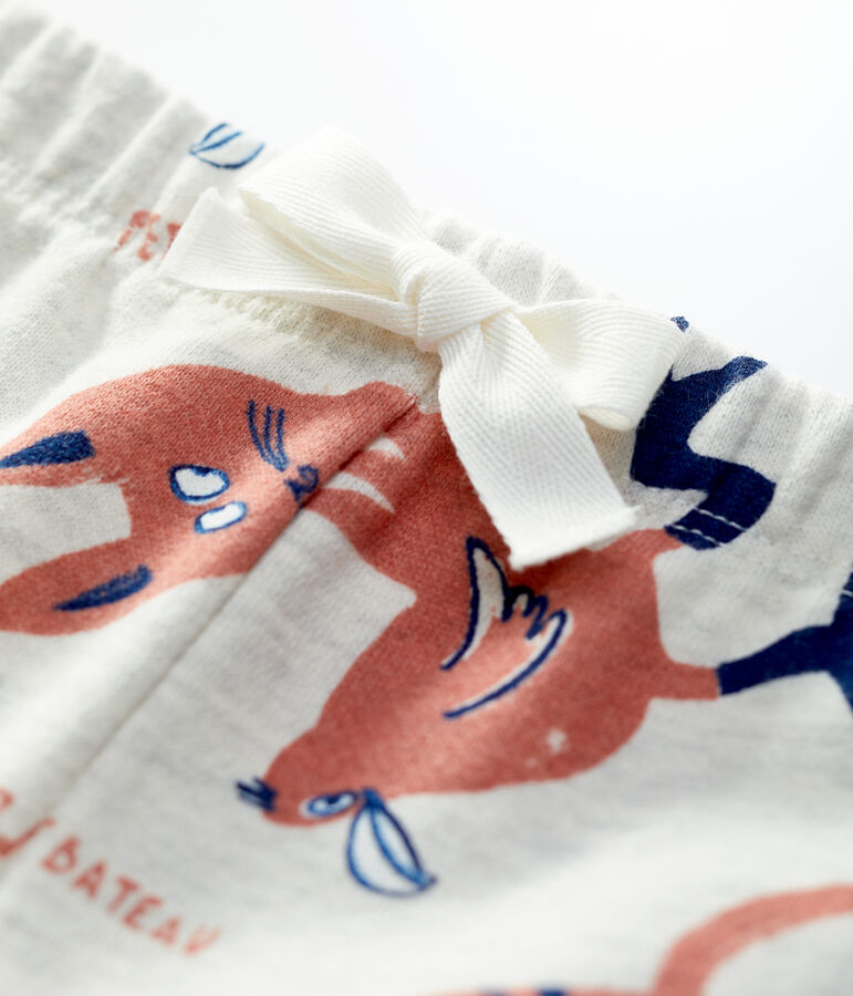 Broek in molton met dierenprint voor baby's beige MONTELIMAR/wit MULTICO