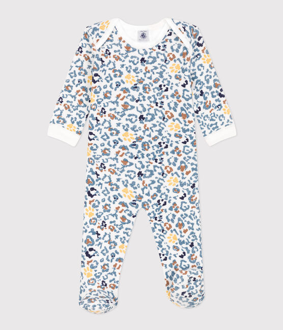 Babypyjama van bouclébadstof wit MARSHMALLOW/wit MULTICO