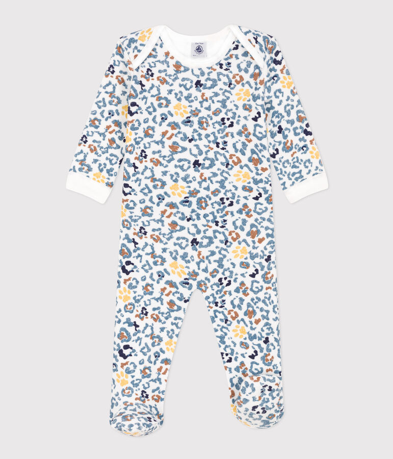 Pyjama b&eacute;b&eacute; en bouclette &eacute;ponge blanc/multicouleur