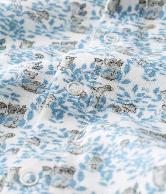 Rompertje voor pasgeborenen lange mouwen babyjongen van gebreide stof wit MARSHMALLOW/blauw TOUDOU/ MULTICO
