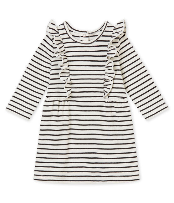 Robe rayure marinière bébé fille blanc MARSHMALLOW/noir CITY