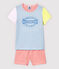 Pyjacourt milleraies colorés petite fille en coton bleu JASMIN/blanc MULTICO
