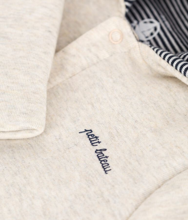 Effen gewatteerd babypakje met capuchon en voetjes beige