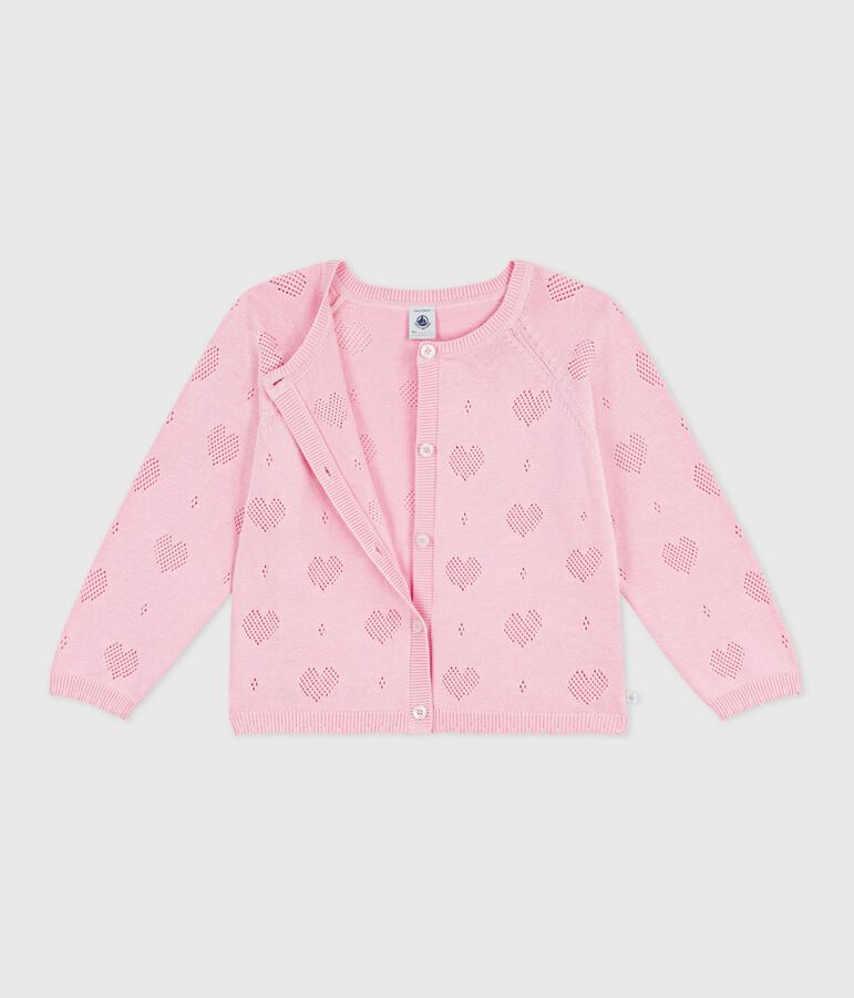 Cardigan enfant en coton uni rose