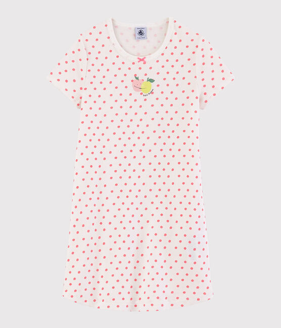 Roze katoenen nachthemd met stippen voor meisjes wit MARSHMALLOW/roze GRETEL