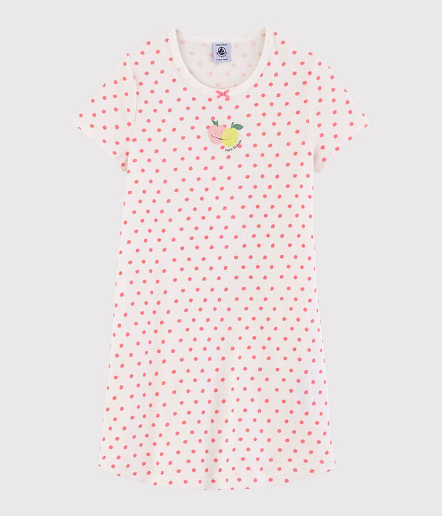 Roze katoenen nachthemd met stippen voor meisjes wit/roze