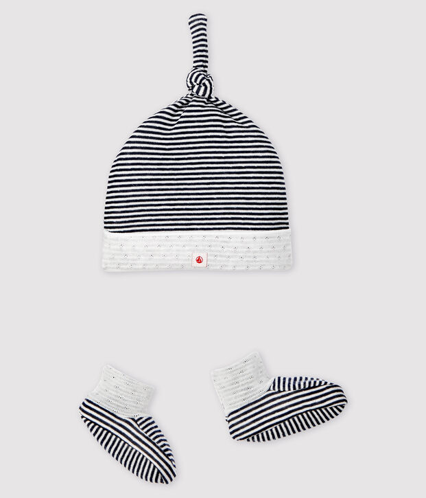 Set babymutsje en gestreepte babyslofjes van tubic multicouleur
