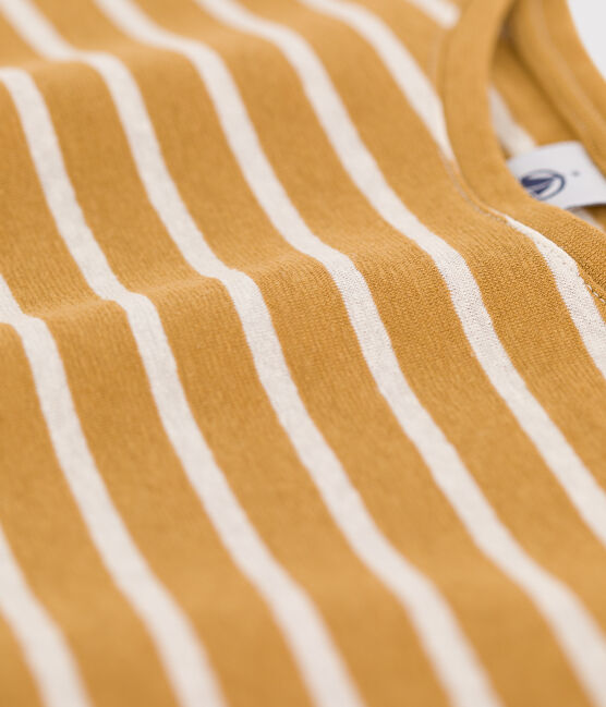 DE STRAIGHT-FIT IN KATOEN & LINNEN, T-shirt voor dames geel ISTRE/wit AVALANCHE