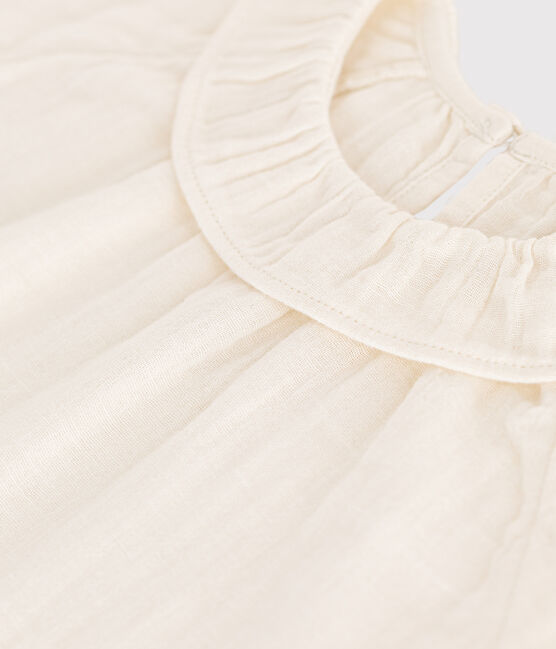 Blouse manches courtes en gaze de coton bébé blanc MARSHMALLOW