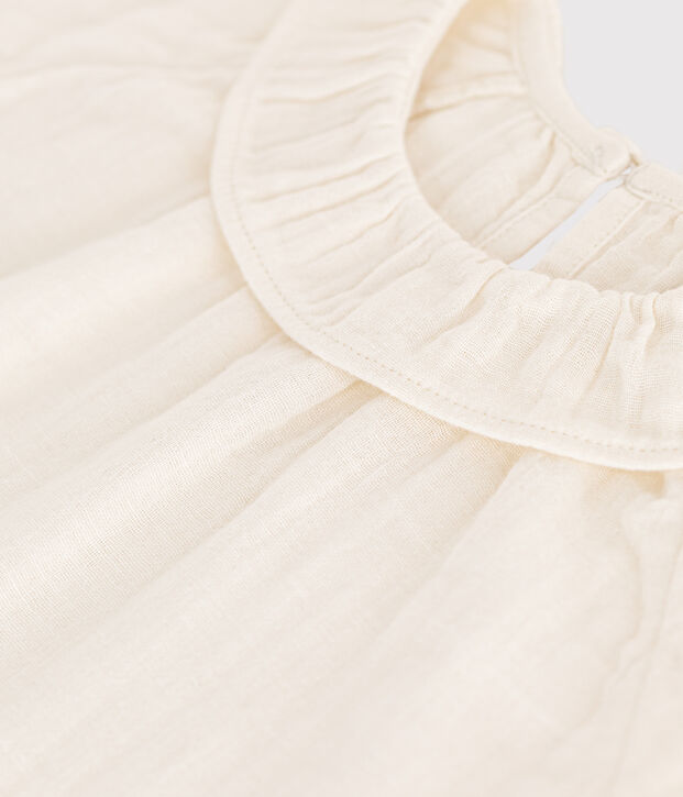 Blouse manches courtes en gaze de coton b&eacute;b&eacute; blanc