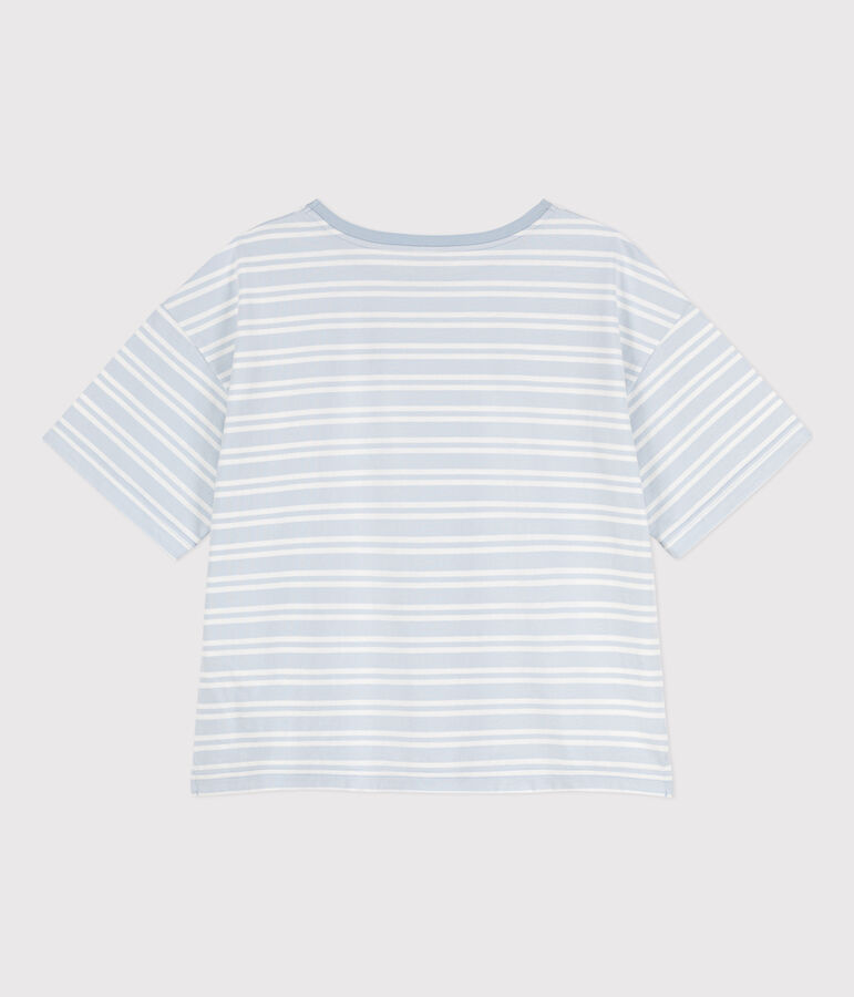 LE BOXY, T-shirt voor dames in katoen blauw/wit