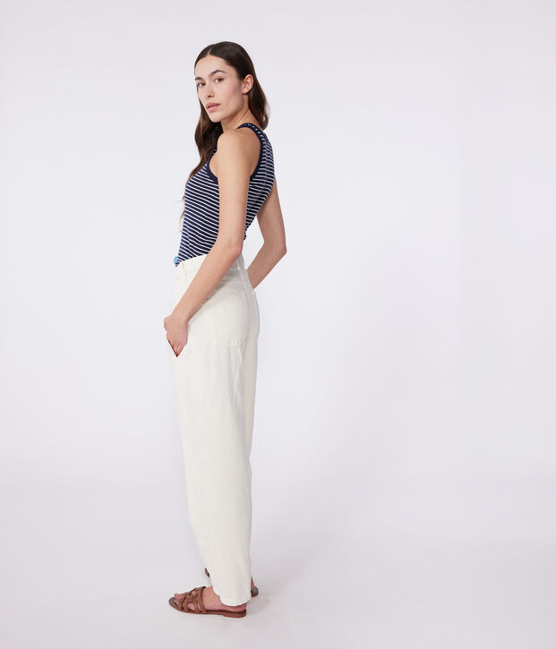 L'Iconique, mouwloze top in gestreept katoen voor dames blauw/wit