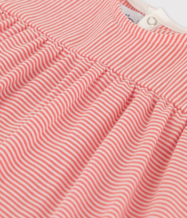 Jurk met korte mouwen van biologisch katoen voor baby's roze PAPAYE/ MARSHMALLOW