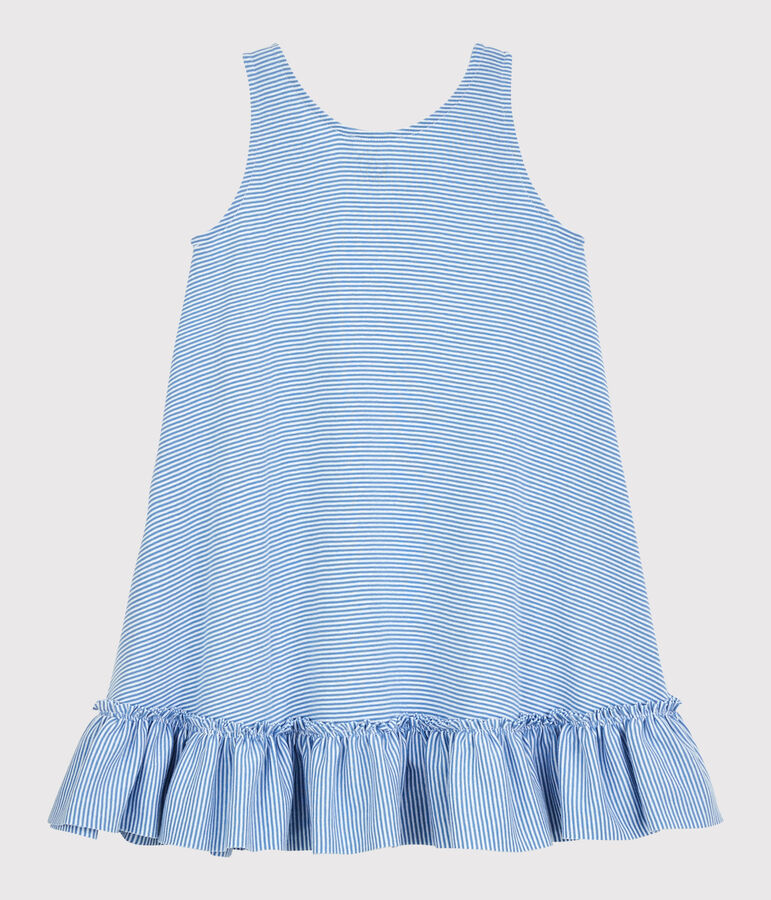 Robe Soledad Bravi en coton bio enfant fille bleu/blanc