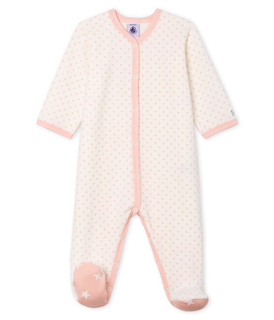 Dors bien bébé fille en velours blanc MARSHMALLOW/rose MINOIS