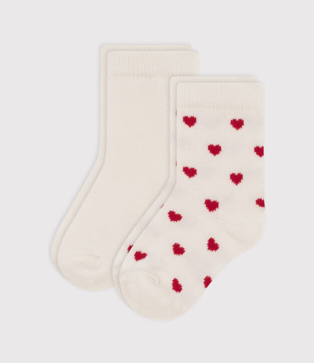 Set van 2 paar katoenen babysokken met hartjesprint multicouleur