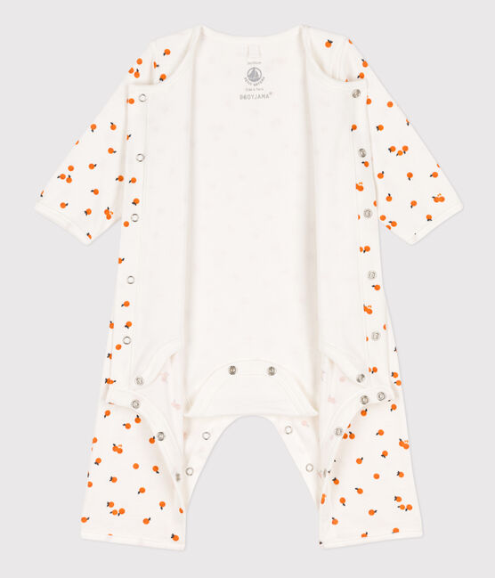 Bodyjama imprimés en coton blanc MARSHMALLOW/ ORANGE