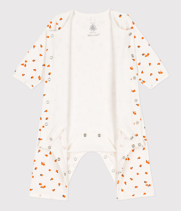 Bodyjama imprim&eacute;s en coton blanc/ORANGE