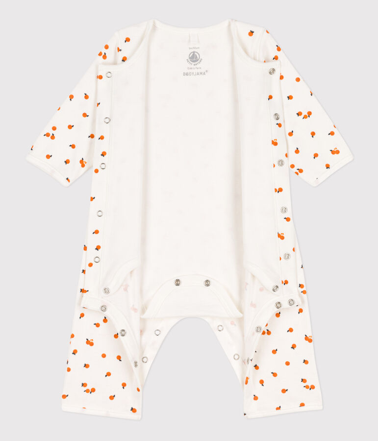 Bodyjama imprim&eacute;s en coton blanc/ORANGE