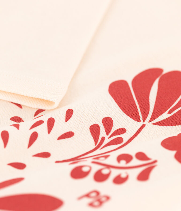 T-shirt met lange mouwen uit katoen voor meisjes/jongens ecru/oranje