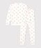 Pyjama femme en coton &eacute;ponge imprim&eacute; c&oelig;urs &eacute;cru/multicouleur