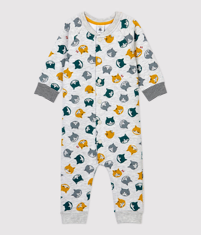 Jumpsuit baby van molton. grijs/multicouleur
