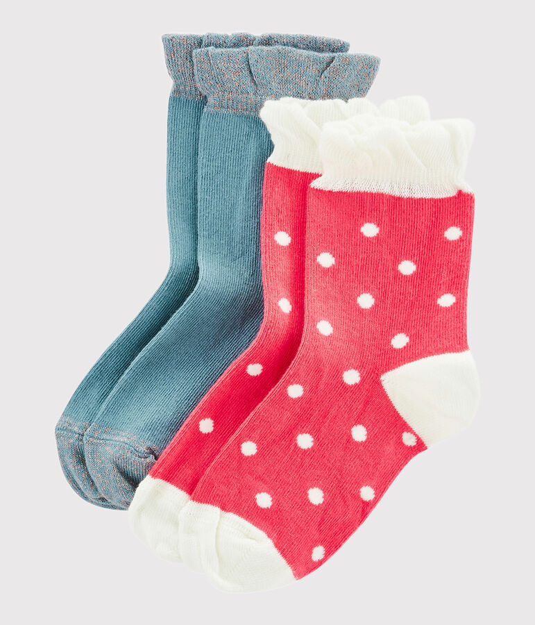 Lot de 2 paires de chaussettes enfant fille multicouleur