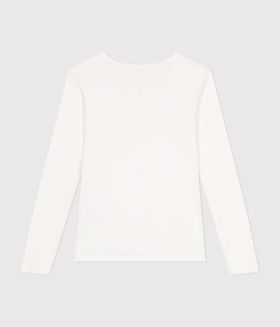 Tee-shirt l'Iconique manches longues en côte unie femme blanc ECUME