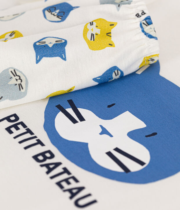 Pyjama short en coton enfant blanc/multicouleur