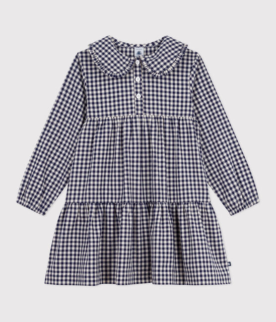 Flanellen geruite jurk met lange mouwen voor kinderen blauw SOIR/ MILK