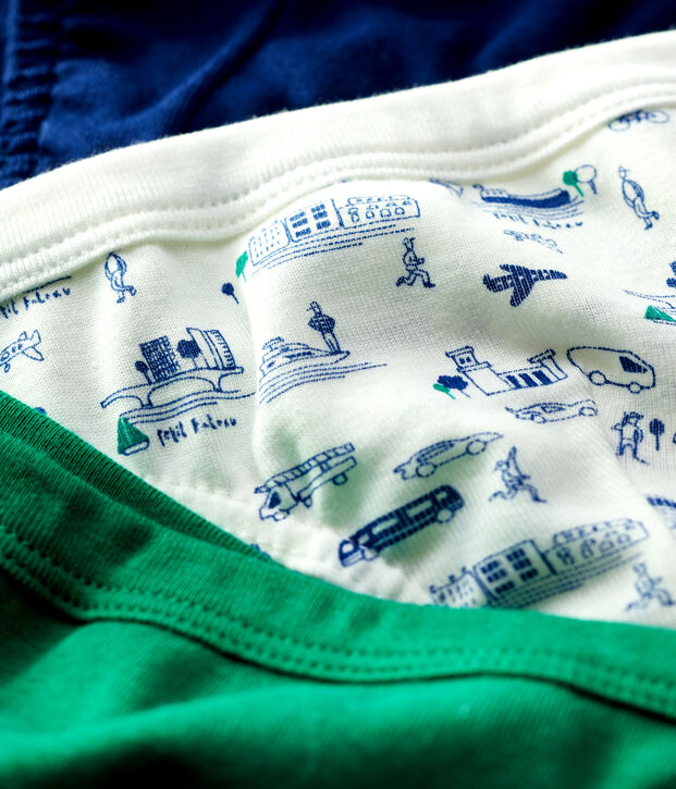 Lot de 3 slips imprim&eacute; transports petit gar&ccedil;on en coton multicouleur