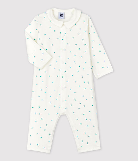 Katoenen babypyjama zonder voetjes wit MARSHMALLOW/wit MISTIGRI