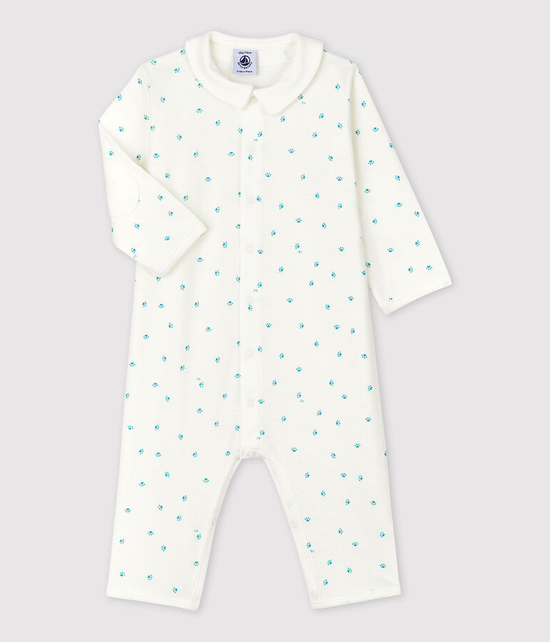 Katoenen babypyjama zonder voetjes wit MARSHMALLOW/wit MISTIGRI