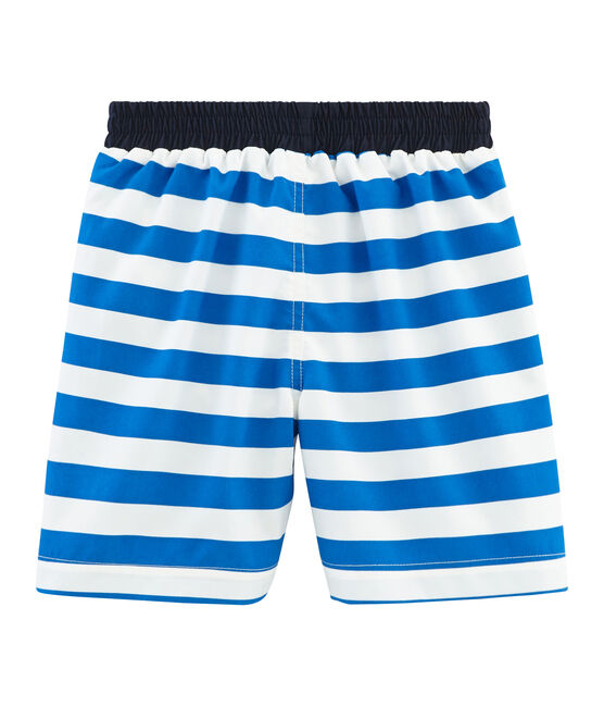 Strandshort voor jongens blauw RIYADH/wit MARSHMALLOW