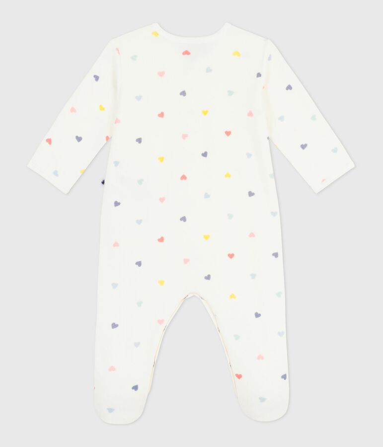 Pyjama b&eacute;b&eacute; en velours imprim&eacute; c&oelig;urs blanc/multicouleur