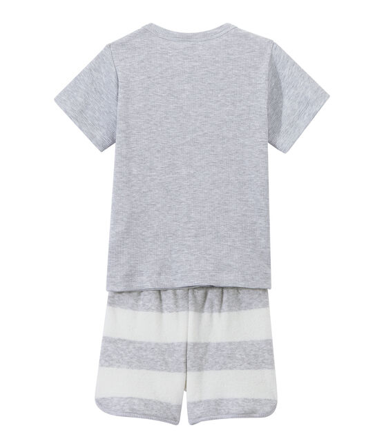 Pyjacourt garçon bi-matière gris POUSSIERE/blanc LAIT