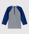 Anti-UV T-shirt van gerecycleerd materiaal voor baby's blauw MEDIEVAL/wit MARSHMALLOW