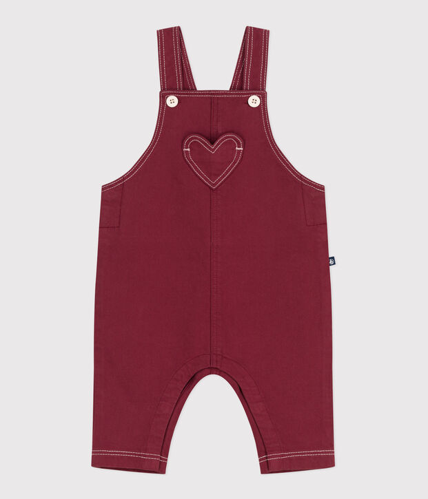 Babysalopette met lange pijpen van gekleurde denim rood