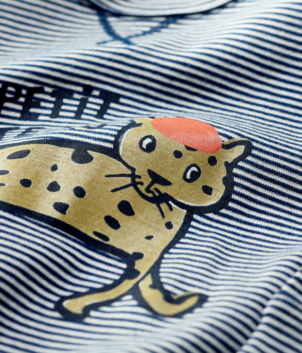 Katoenen T-shirt baby blauw/wit