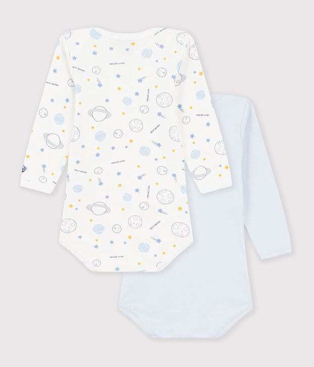 Lot de 2 bodies manches longues en coton. multicouleur