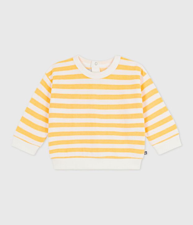 Sweatshirt b&eacute;b&eacute; en coton ray&eacute; jaune/blanc