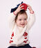 Cardigan b&eacute;b&eacute; en tricot laine et coton et motifs jacquards blanc/rouge