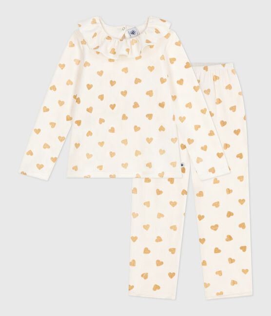Fluwelen kinderpyjama met goudkleurige hartjesprint MILK/ DORE