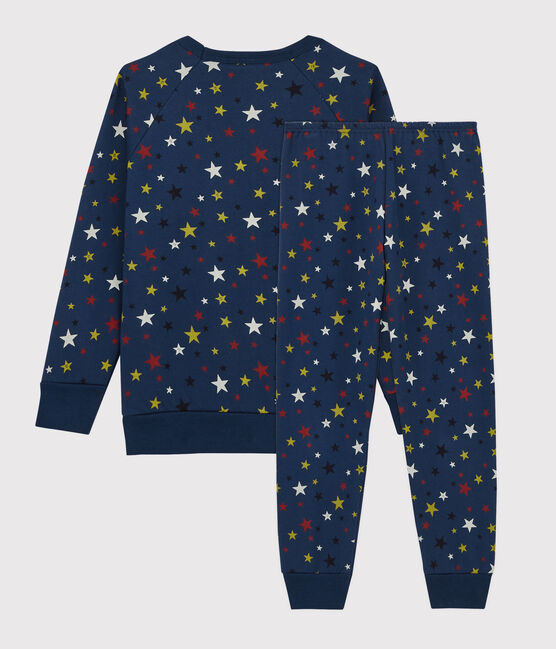 Kinderenpyjama van molton met stermotieven blauw MEDIEVAL/wit MULTICO